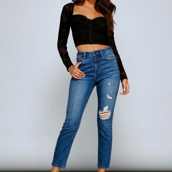 Windsor Womens Long-Sleeve Black Velvet Bustier Crop Top, Size Small - Picture 12 of 12